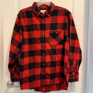 Field & Stream Men Medium Red/Black Buffalo Plaid Long Sleeve Button Down Shirt